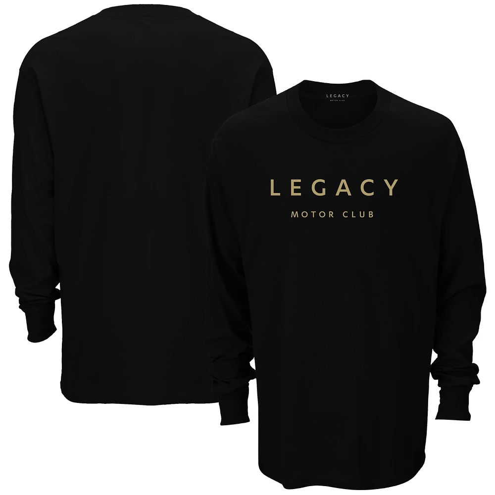 Men's Checkered Flag Black Legacy Motor Club Team Long Sleeve T-Shirt