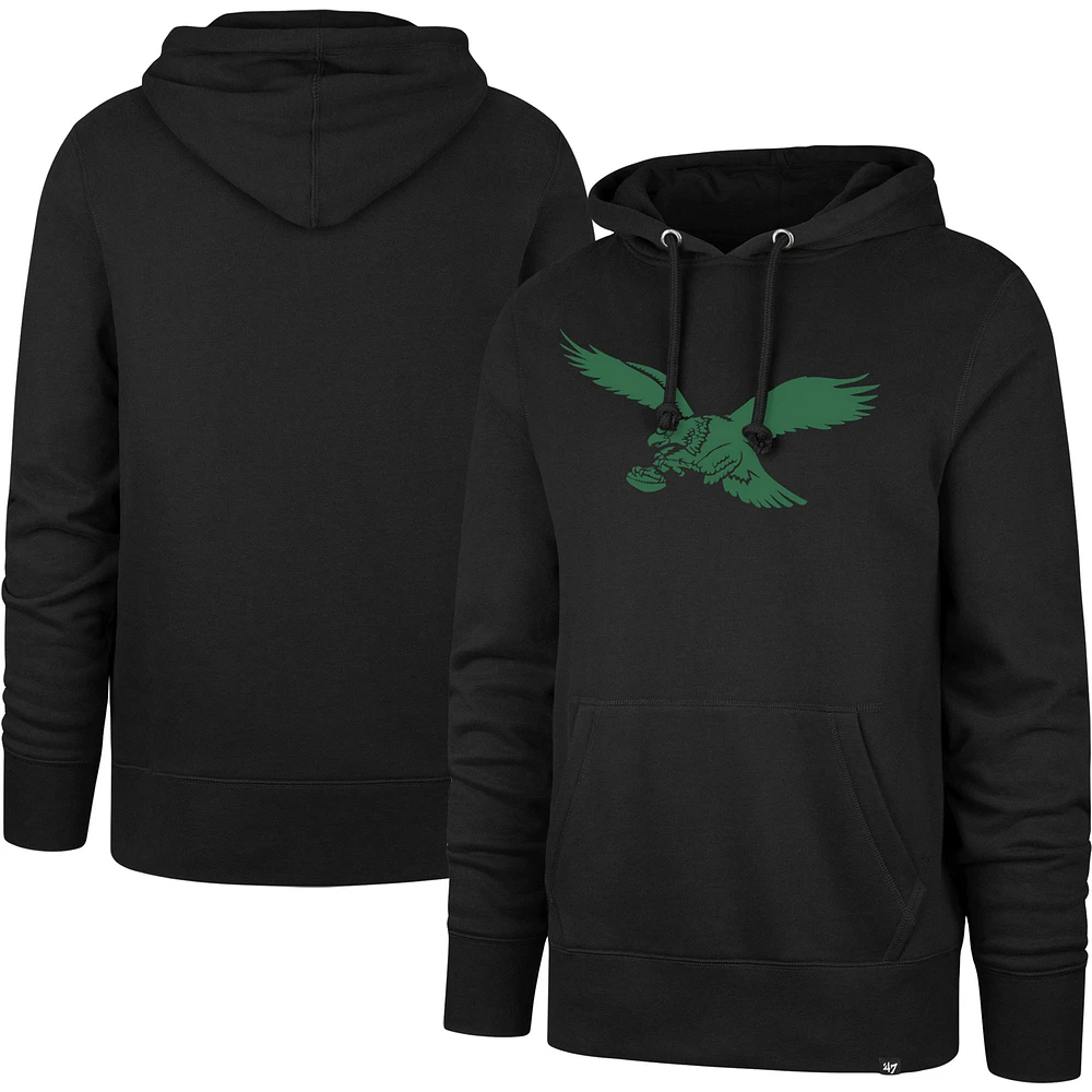 Men's '47 Black Philadelphia Eagles Gridiron Classics Imprint Headline Pullover Hoodie