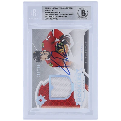 Kirby Dach Chicago Blackhawks Autographed 2019-20 Upper Deck Ultimate Collection Rookie Jerseys Relic #198 #/399 Beckett Fanatics Witnessed Authenticated 10 Rookie Card