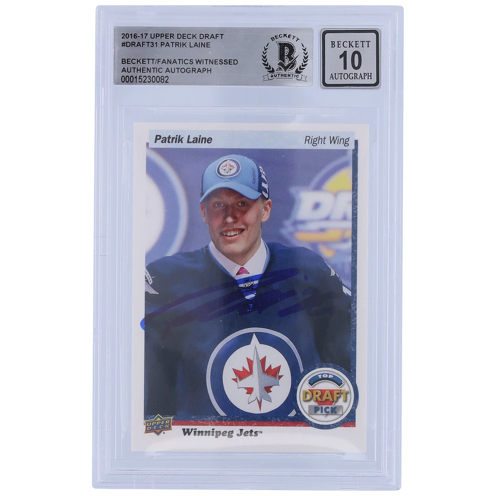 Patrik Laine Winnipeg Jets Autographed 2016-17 Upper Deck Draft Top Draft Pick #DRAFT-31 Beckett Fanatics Witnessed Authenticated Rookie Card