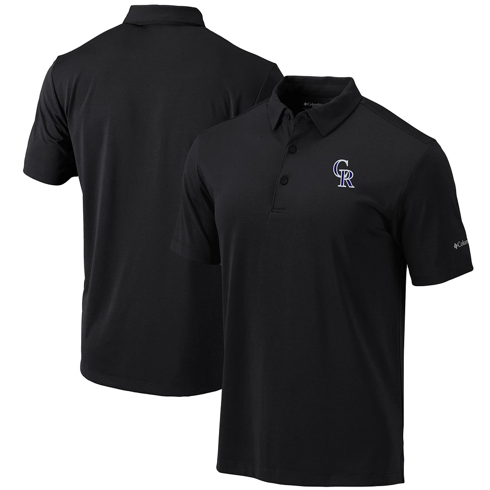 Men's Columbia Black Colorado Rockies Omni-Wick Drive Polo