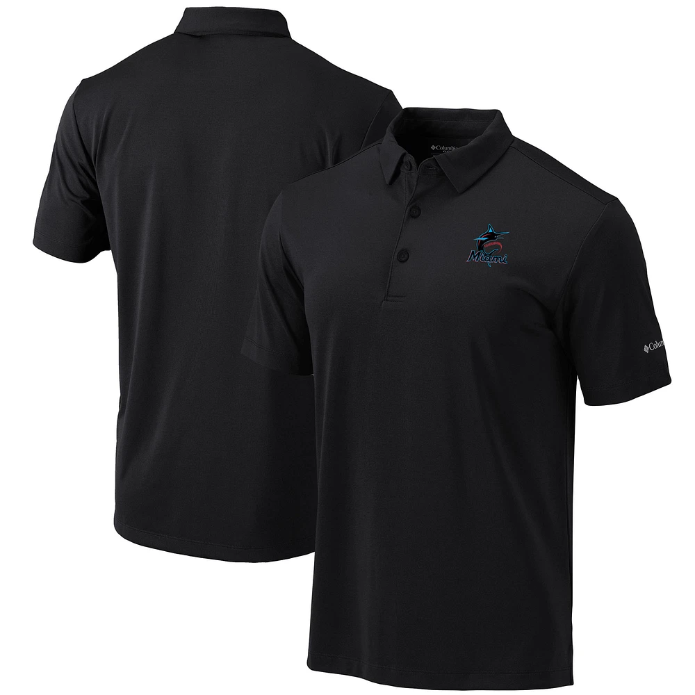 Men's Columbia Black Miami Marlins Omni-Wick Drive Polo