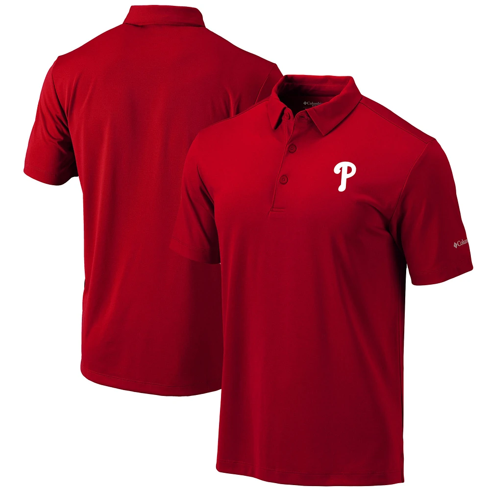 Men's Columbia Red Philadelphia Phillies Omni-Wick Drive Polo
