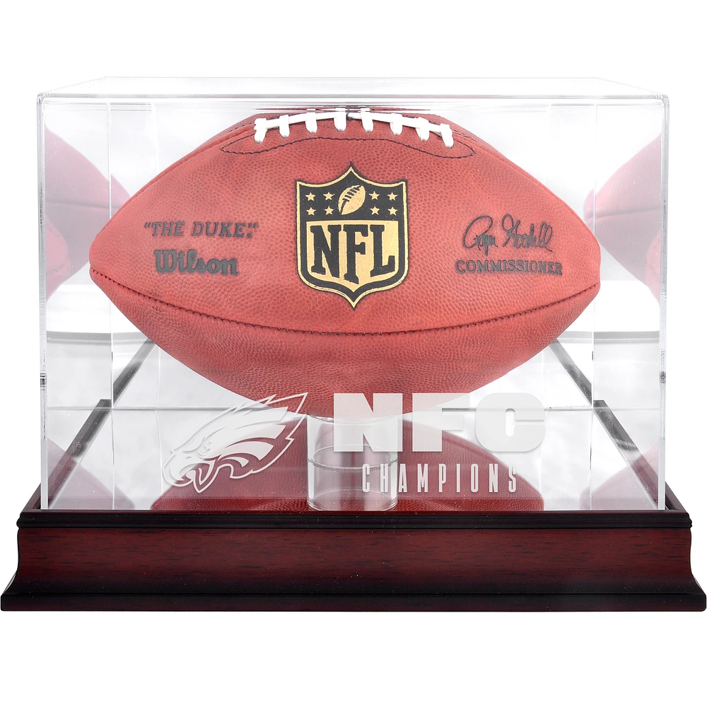 Philadelphia Eagles 2022 NFC Champions Mahogany Football Display Case