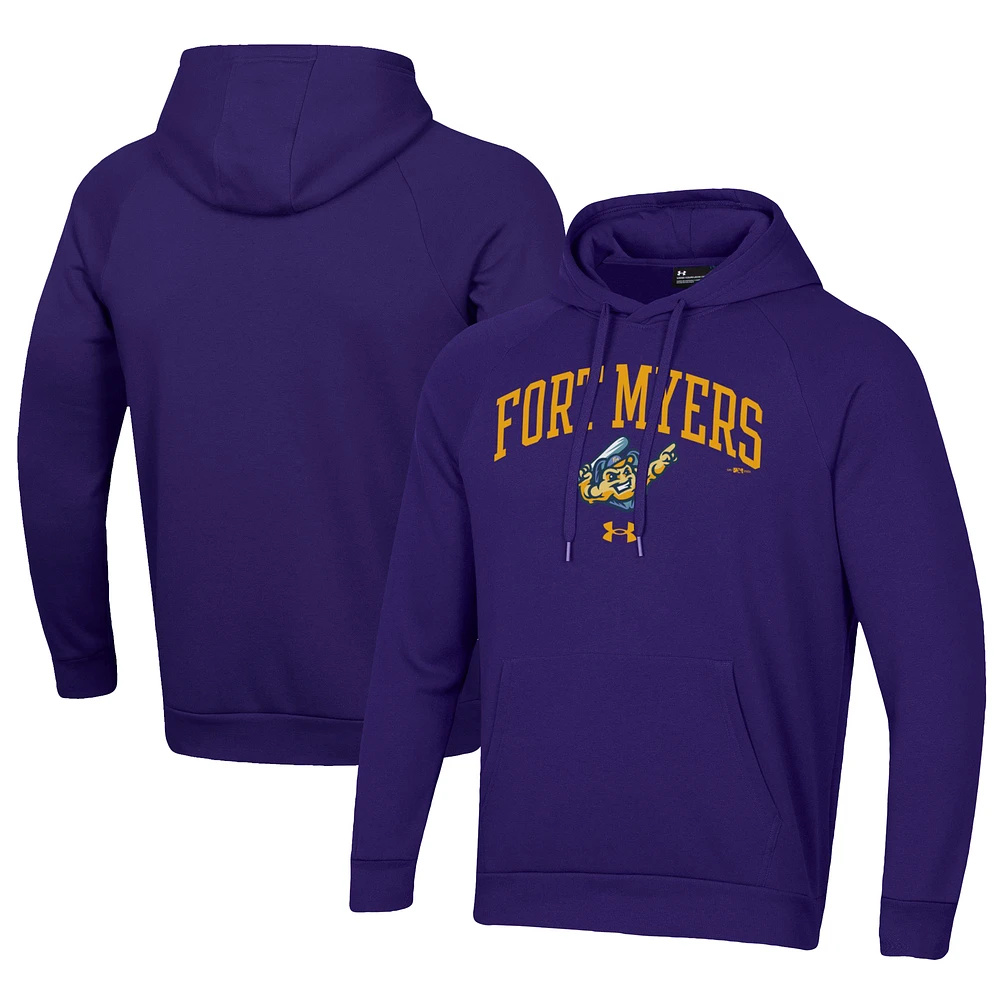 Men's Under Armour Purple Fort Myers Mighty Mussels All Day Fleece Pullover Hoodie