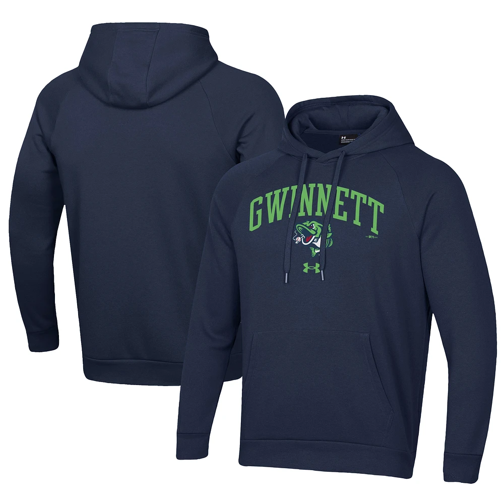Men's Under Armour Navy Gwinnett Stripers All Day Fleece Pullover Hoodie