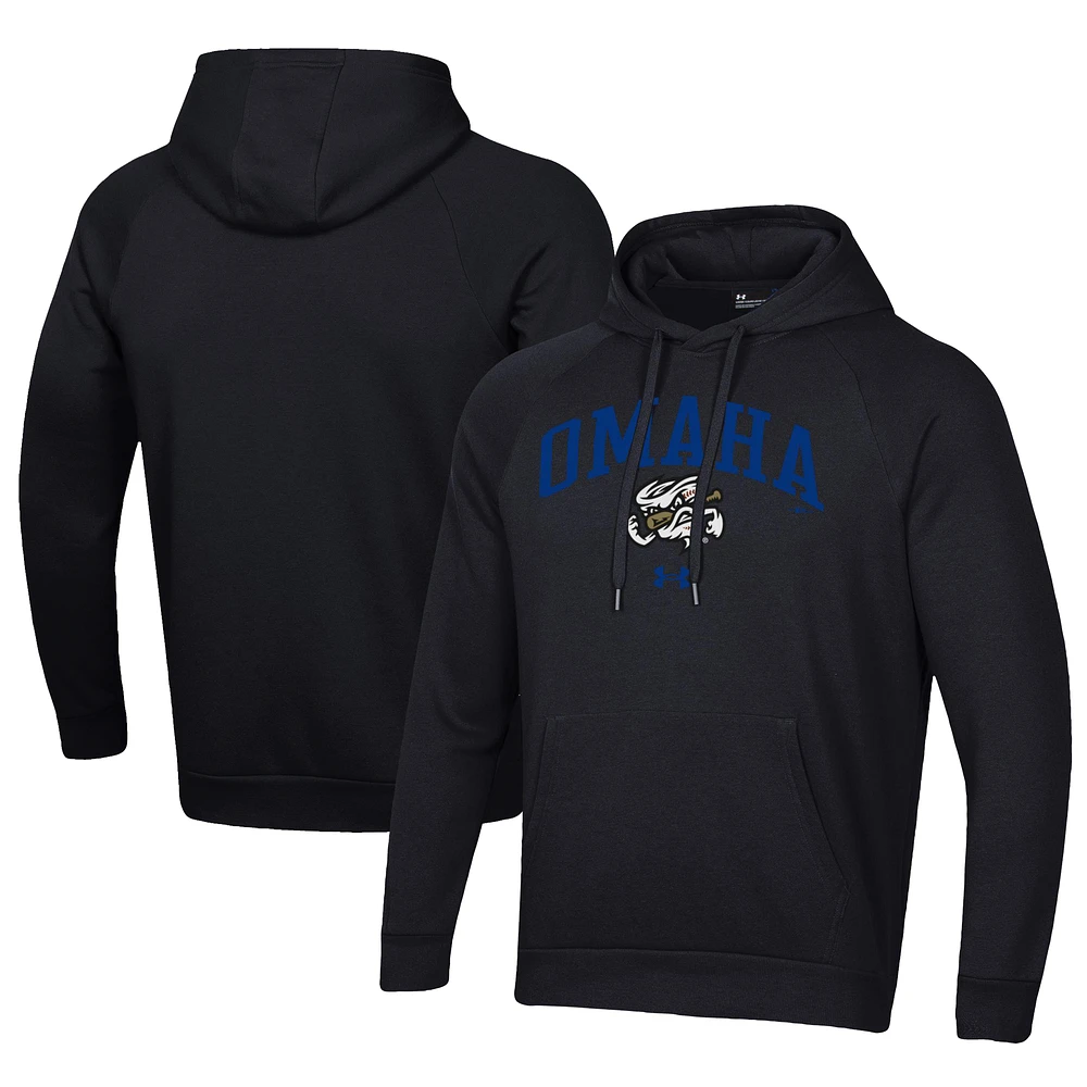 Men's Under Armour Black Omaha Storm Chasers All Day Fleece Pullover Hoodie