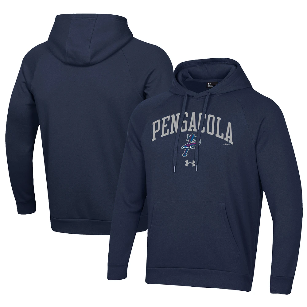 Men's Under Armour Navy Pensacola Blue Wahoos All Day Fleece Pullover Hoodie