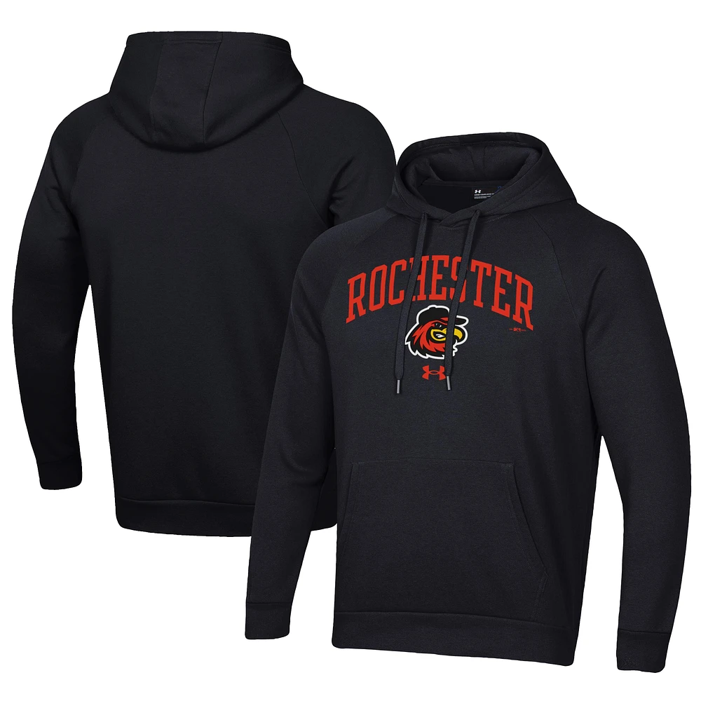 Men's Under Armour Black Rochester Red Wings All Day Fleece Pullover Hoodie