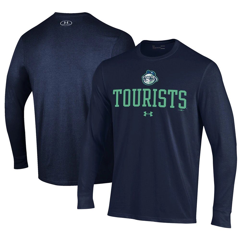 Men's Under Armour Navy Asheville Tourists Performance Long Sleeve T-Shirt