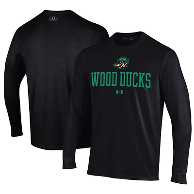 Men's Under Armour Black Down East Wood Ducks Performance Long Sleeve T-Shirt