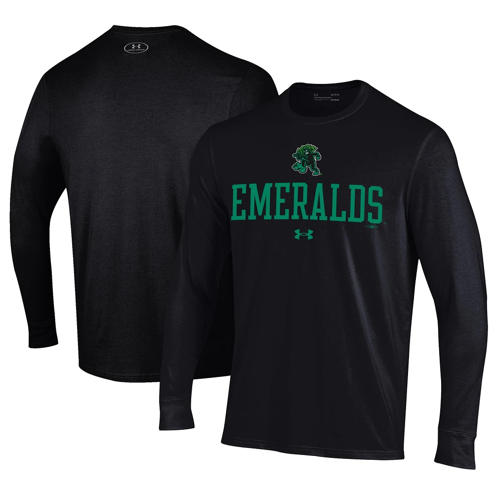 Men's Under Armour Black Eugene Emeralds Performance Long Sleeve T-Shirt