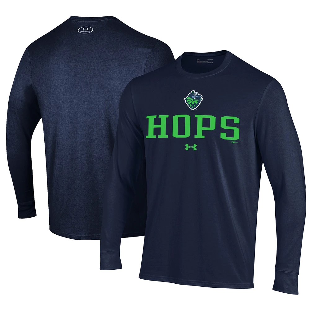 Men's Under Armour Navy Hillsboro Hops Performance Long Sleeve T-Shirt