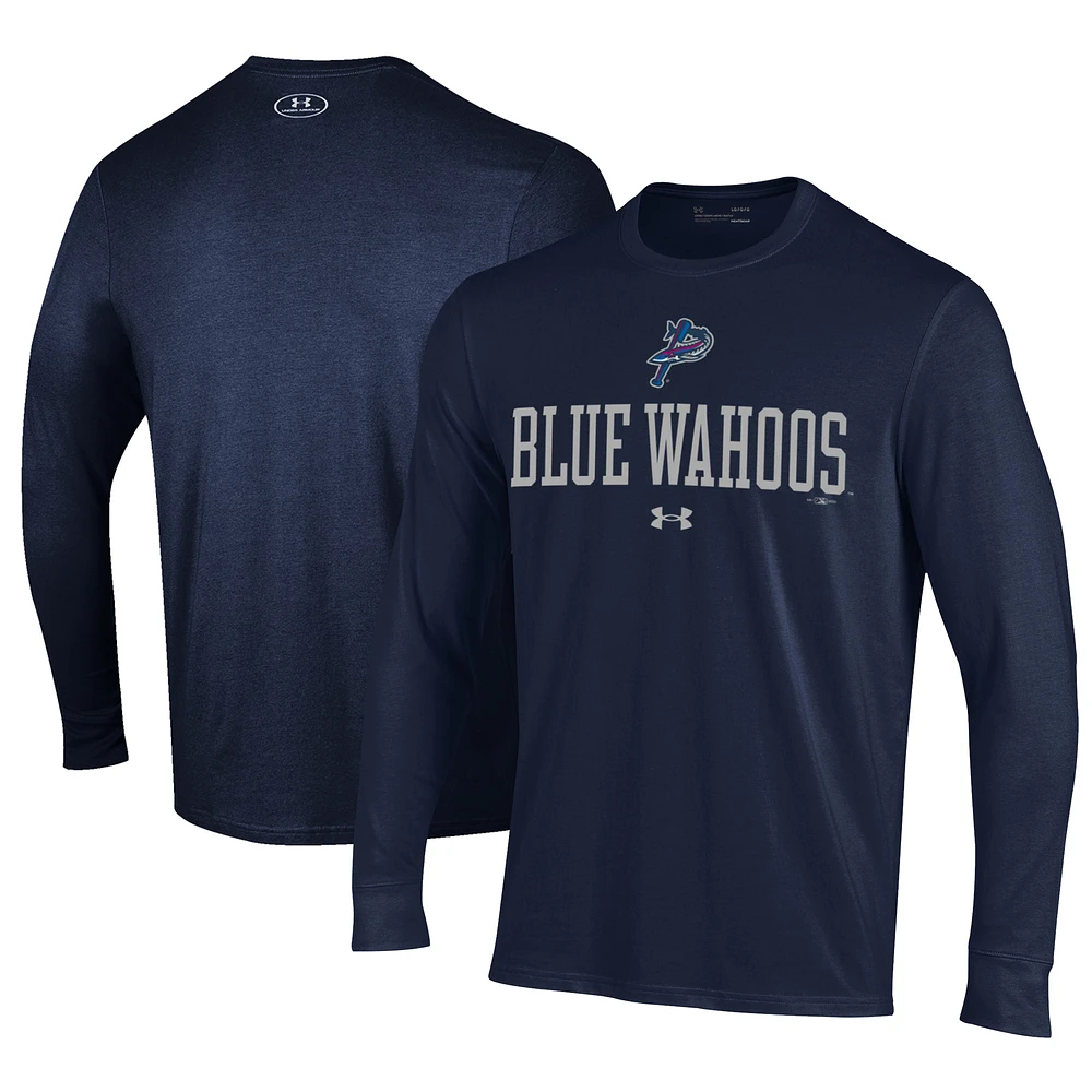 Men's Under Armour Navy Pensacola Blue Wahoos Performance Long Sleeve T-Shirt
