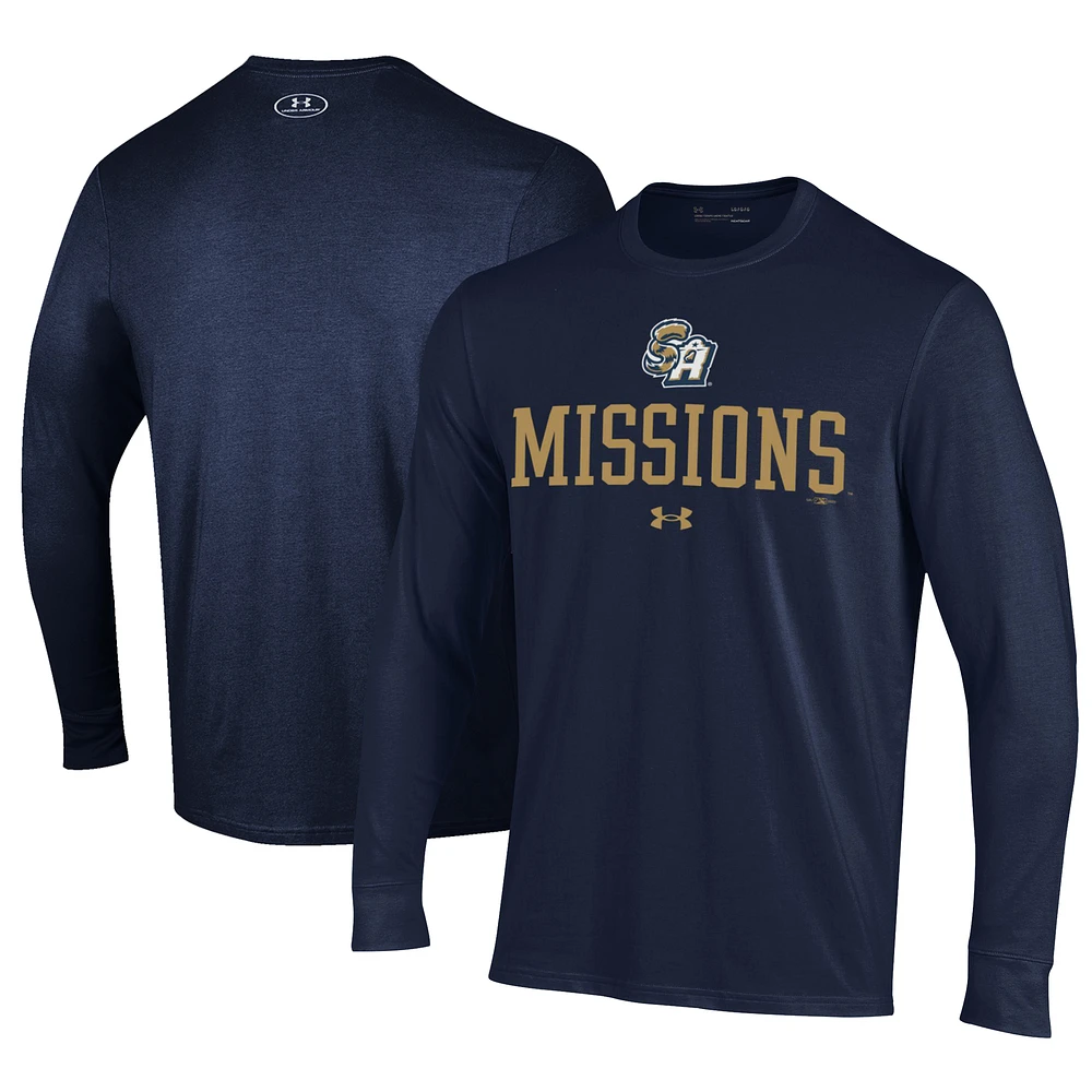 Men's Under Armour Navy San Antonio Missions Performance Long Sleeve T-Shirt