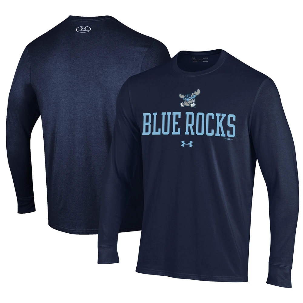 Men's Under Armour Navy Wilmington Blue Rocks Performance Long Sleeve T-Shirt