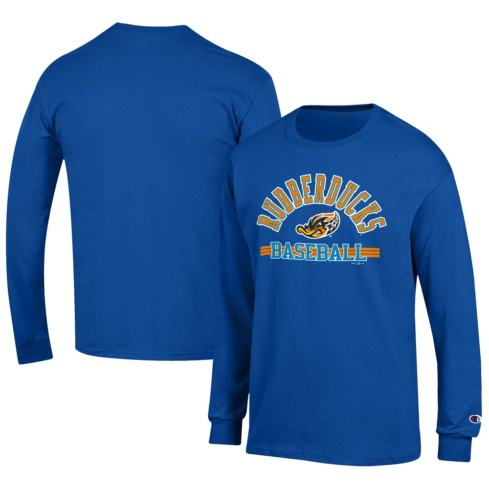 Men's Champion Royal Akron RubberDucks Jersey Long Sleeve T-Shirt