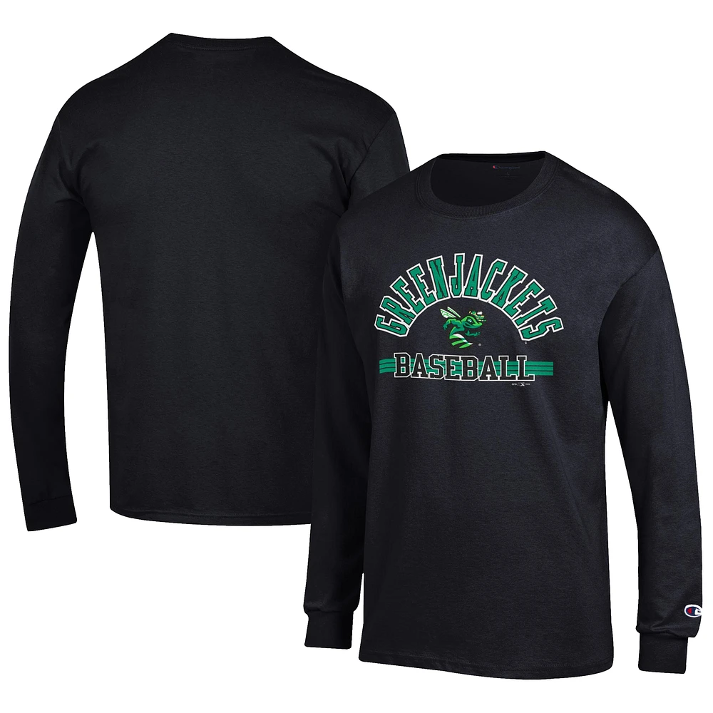 Men's Champion Black Augusta GreenJackets Jersey Long Sleeve T-Shirt