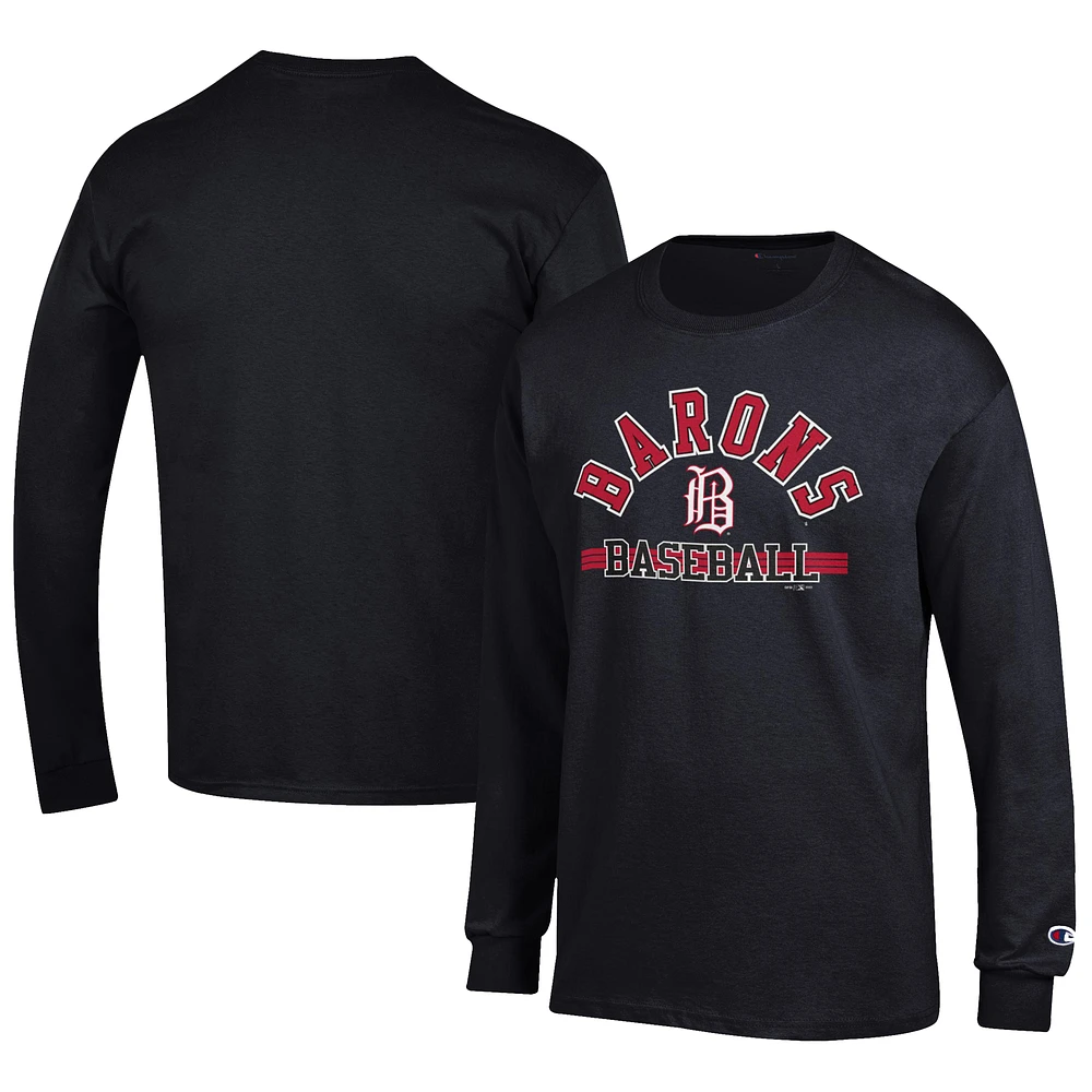 Men's Champion Black Birmingham Barons Jersey Long Sleeve T-Shirt