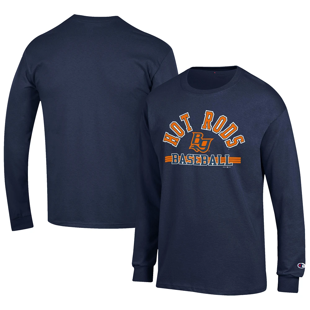 Men's Champion Navy Bowling Green Hot Rods Jersey Long Sleeve T-Shirt