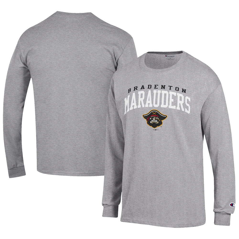 Men's Champion Gray Bradenton Marauders Jersey Long Sleeve T-Shirt