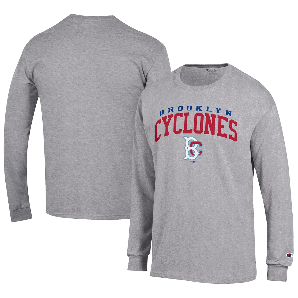 Men's Champion Gray Brooklyn Cyclones Jersey Long Sleeve T-Shirt