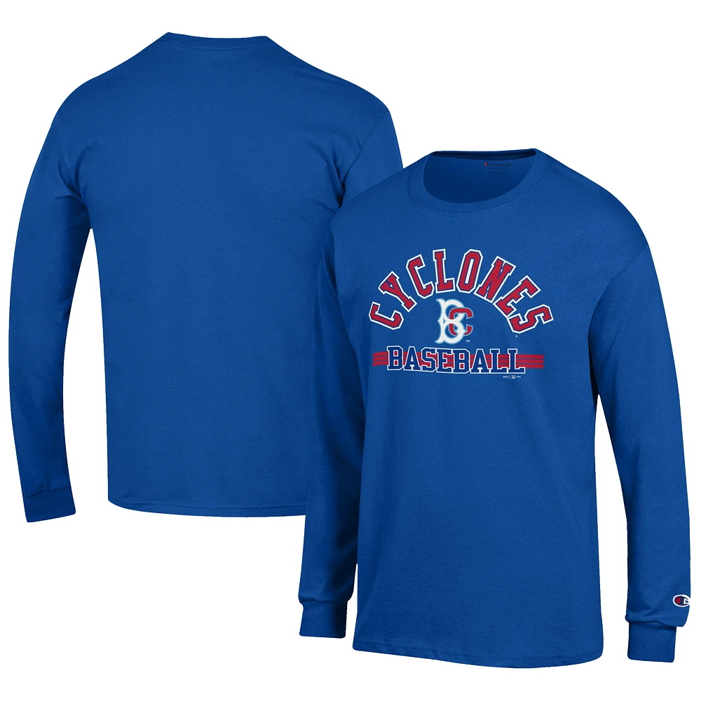 Men's Champion Royal Brooklyn Cyclones Jersey Long Sleeve T-Shirt