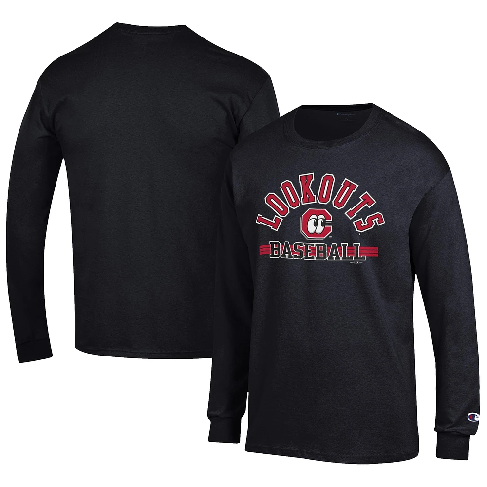 Men's Champion Black Chattanooga Lookouts Jersey Long Sleeve T-Shirt