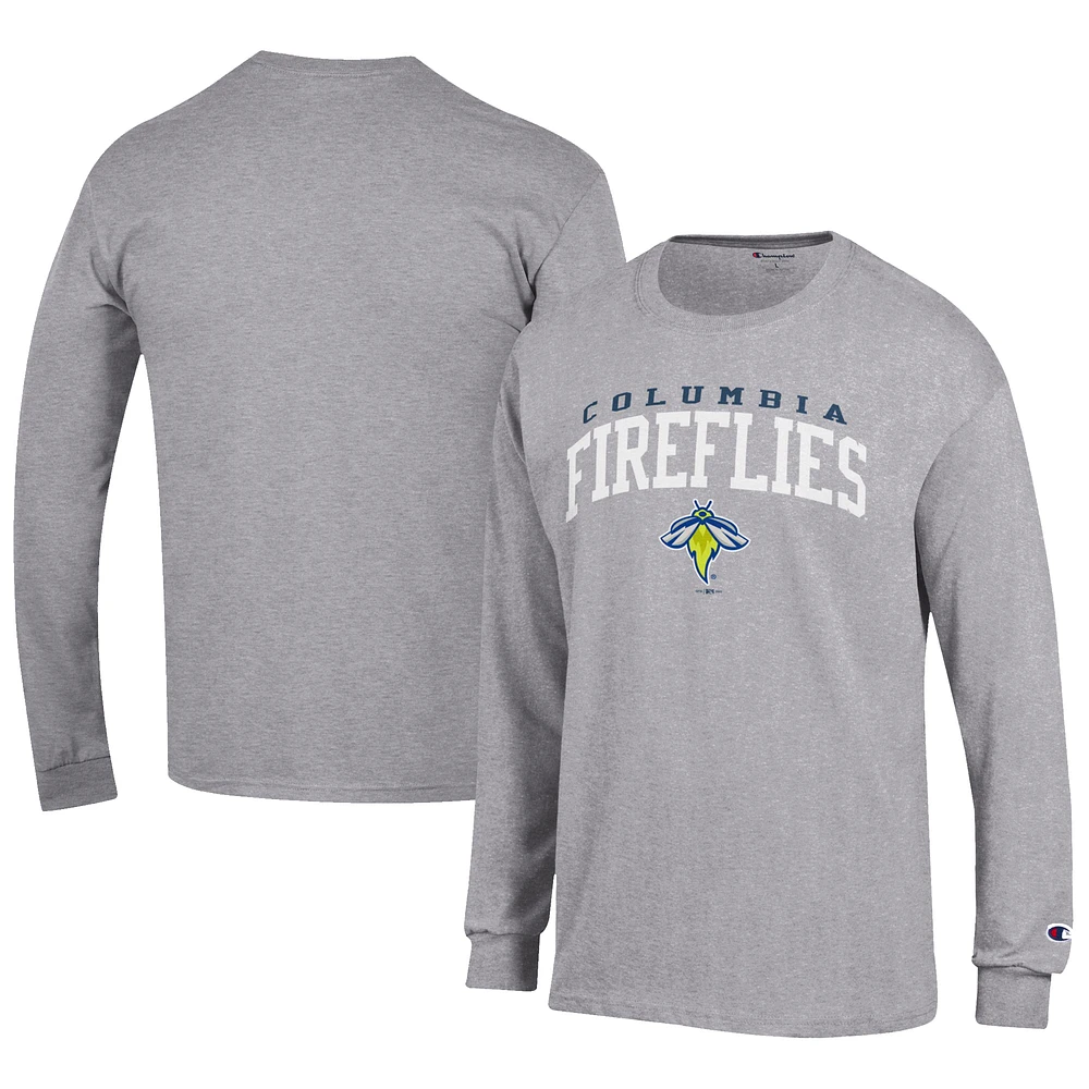 Men's Champion Gray Columbia Fireflies Jersey Long Sleeve T-Shirt
