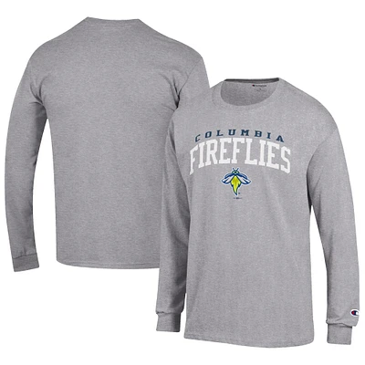 Men's Champion Gray Columbia Fireflies Jersey Long Sleeve T-Shirt