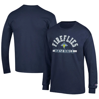 Men's Champion Navy Columbia Fireflies Jersey Long Sleeve T-Shirt