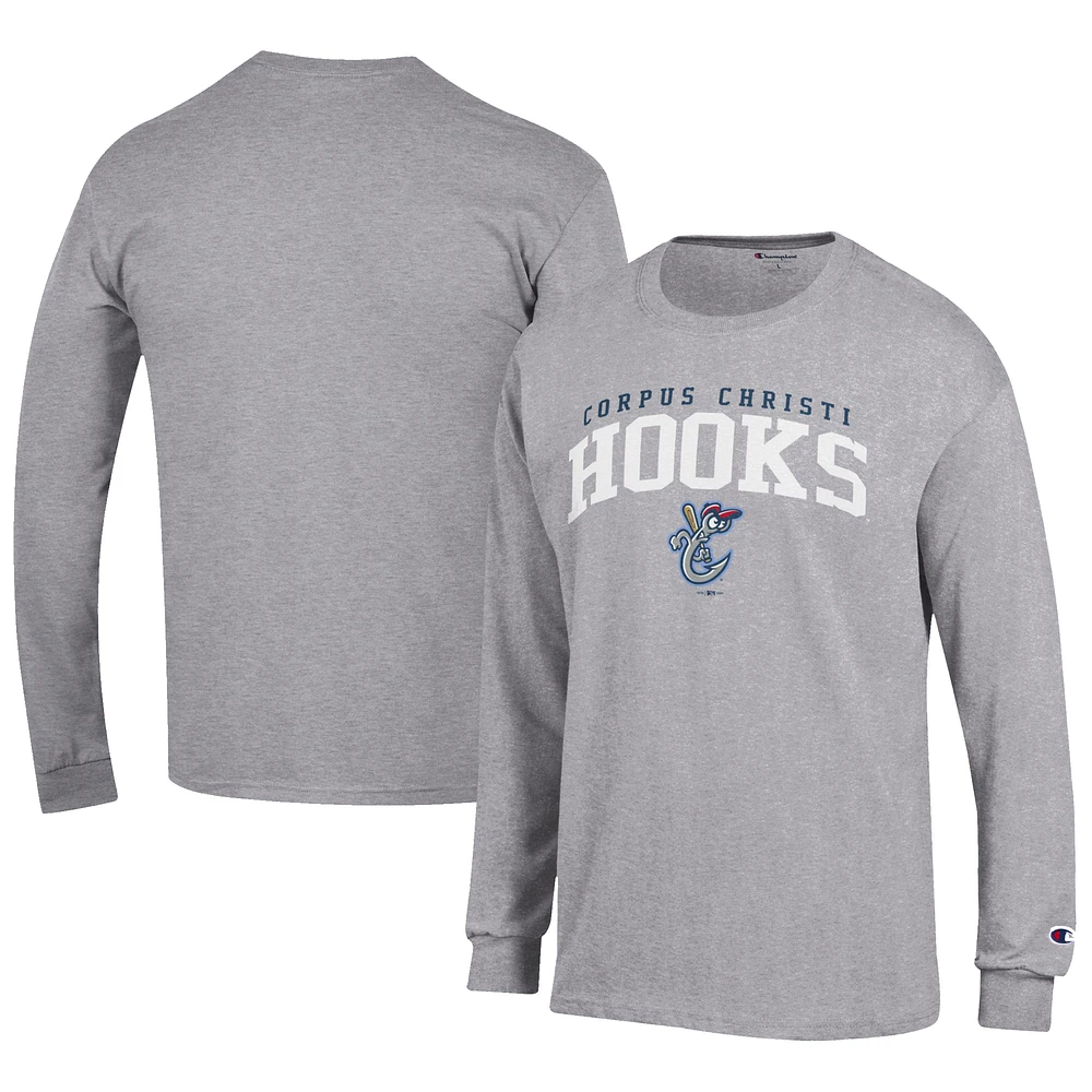 Men's Champion Gray Corpus Christi Hooks Jersey Long Sleeve T-Shirt