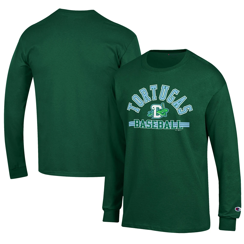 Men's Champion Green Daytona Tortugas Jersey Long Sleeve T-Shirt