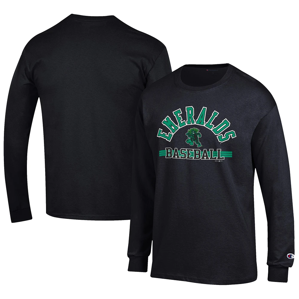 Men's Champion Black Eugene Emeralds Jersey Long Sleeve T-Shirt