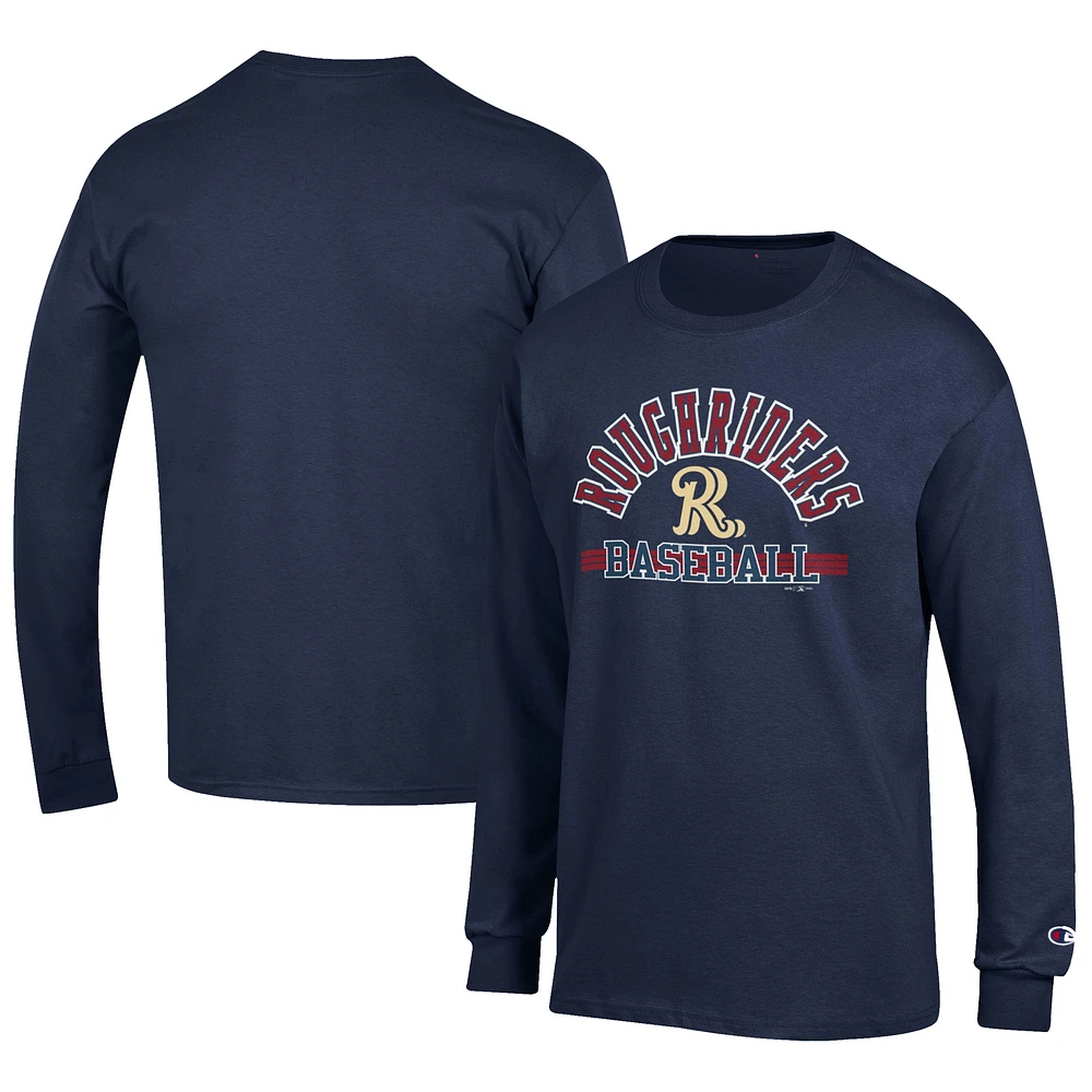 Men's Champion Navy Frisco RoughRiders Jersey Long Sleeve T-Shirt