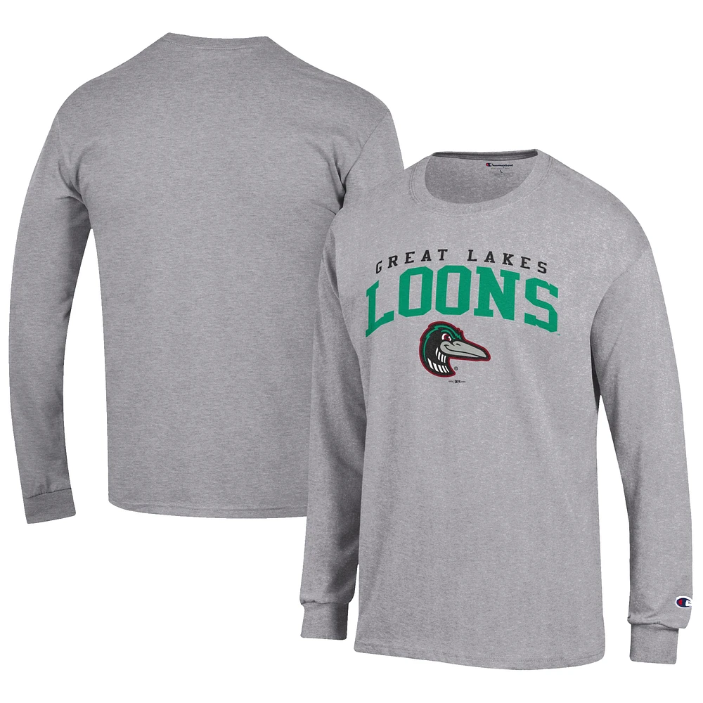 Men's Champion Gray Great Lakes Loons Jersey Long Sleeve T-Shirt