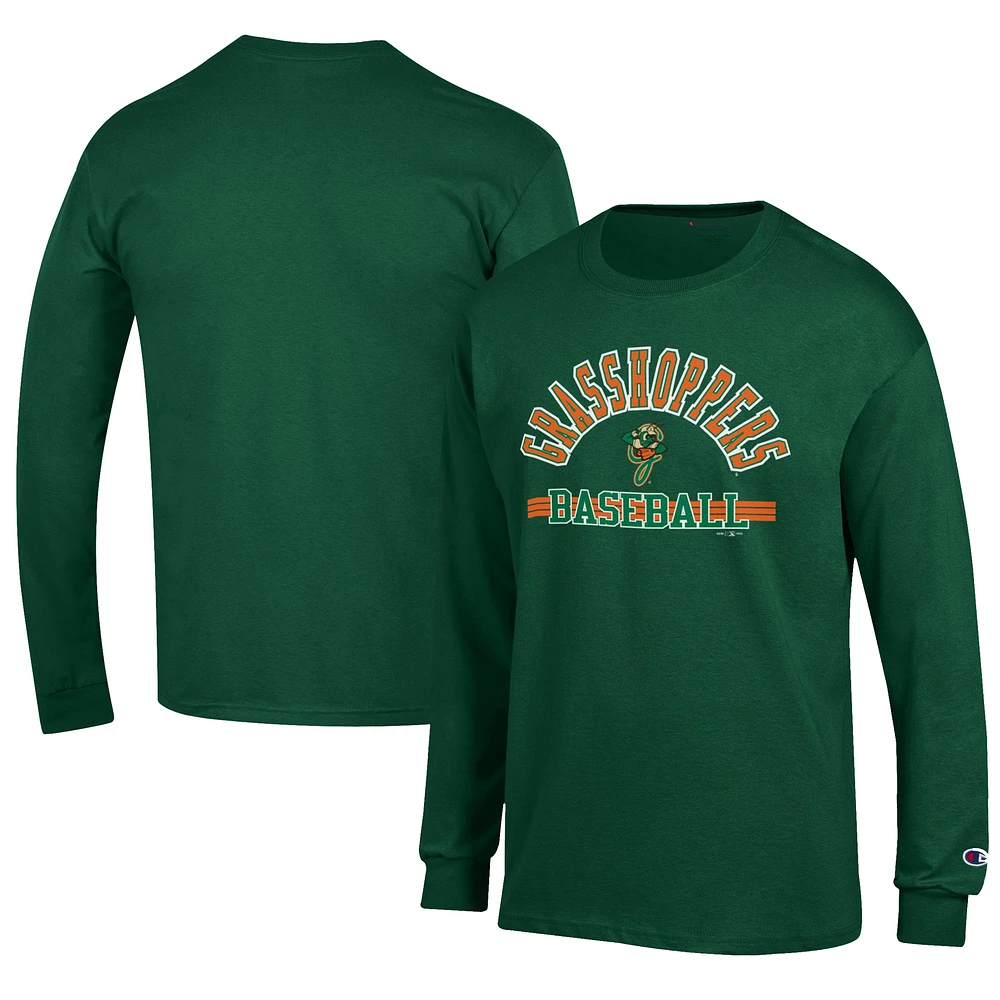 Men's Champion Green Greensboro Grasshoppers Jersey Long Sleeve T-Shirt
