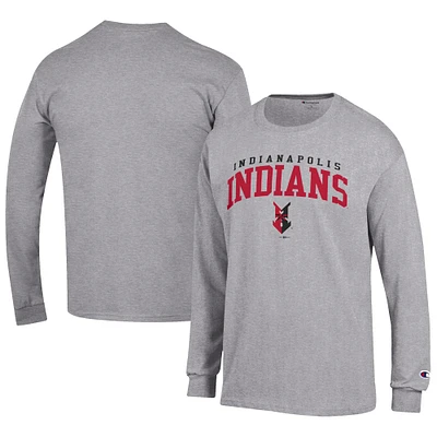 Men's Champion Gray Indianapolis Indians Jersey Long Sleeve T-Shirt