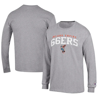 Men's Champion Gray Inland Empire 66ers Jersey Long Sleeve T-Shirt