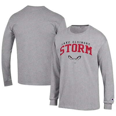Men's Champion Gray Lake Elsinore Storm Jersey Long Sleeve T-Shirt