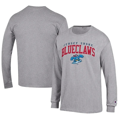 Men's Champion Gray Jersey Shore BlueClaws Long Sleeve T-Shirt
