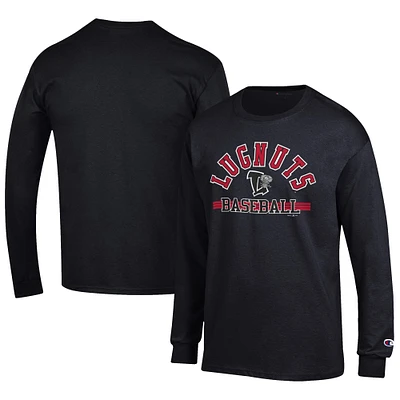 Men's Champion Black Lansing Lugnuts Jersey Long Sleeve T-Shirt
