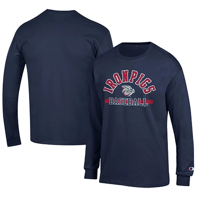 Men's Champion Navy Lehigh Valley IronPigs Jersey Long Sleeve T-Shirt