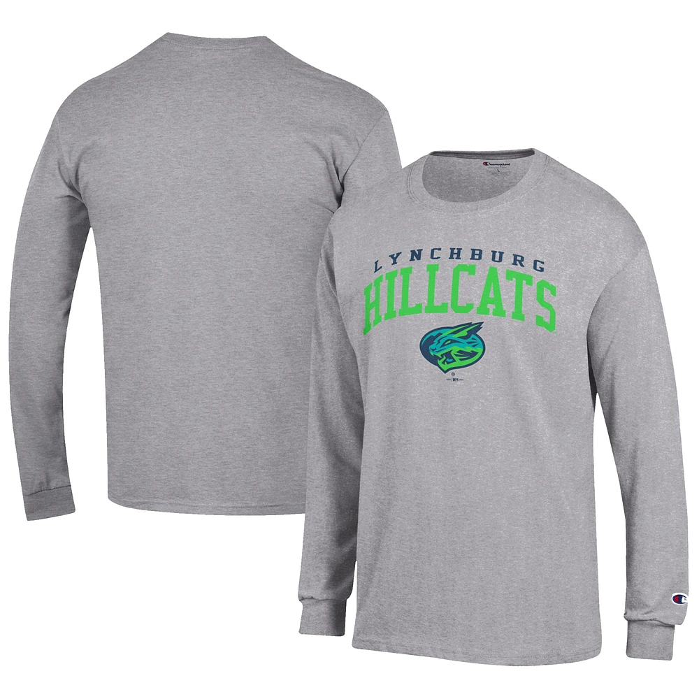 Men's Champion Gray Lynchburg Hillcats Jersey Long Sleeve T-Shirt