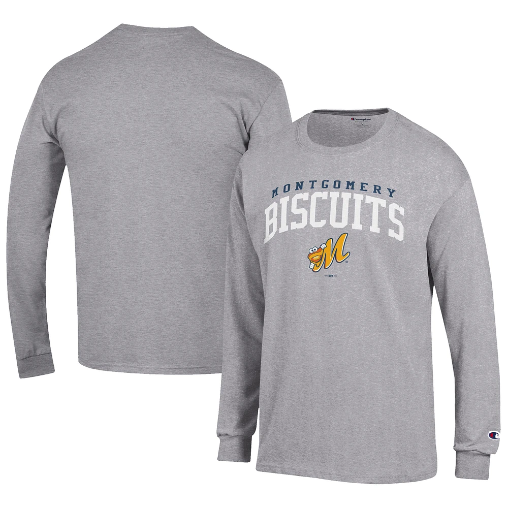 Men's Champion Gray Montgomery Biscuits Jersey Long Sleeve T-Shirt