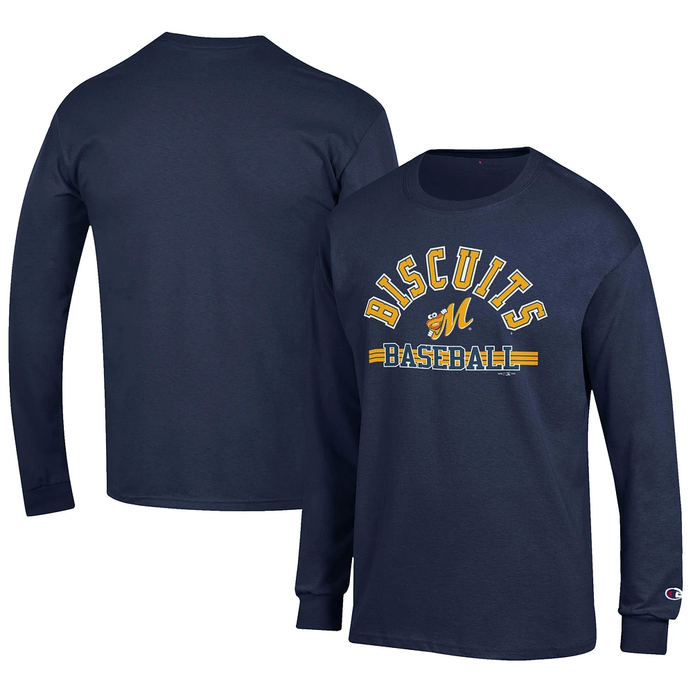 Men's Champion Navy Montgomery Biscuits Jersey Long Sleeve T-Shirt