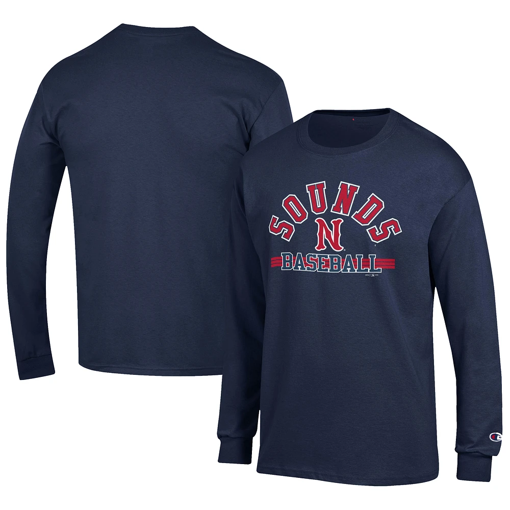 Men's Champion Navy Nashville Sounds Jersey Long Sleeve T-Shirt