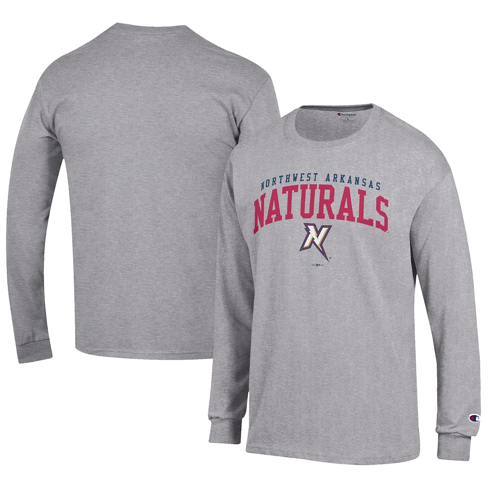Men's Champion Gray Northwest Arkansas Naturals Jersey Long Sleeve T-Shirt