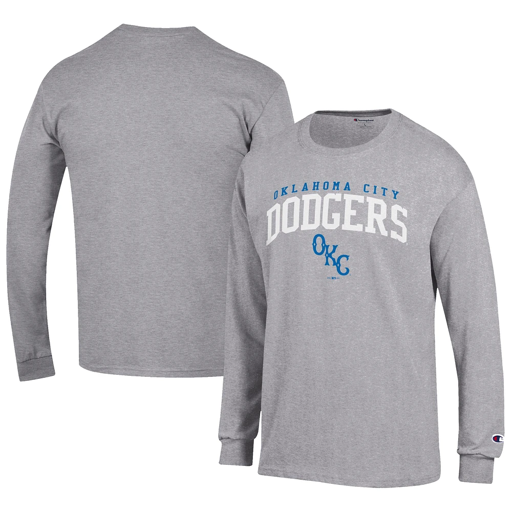 Men's Champion Gray Oklahoma City Dodgers Jersey Long Sleeve T-Shirt