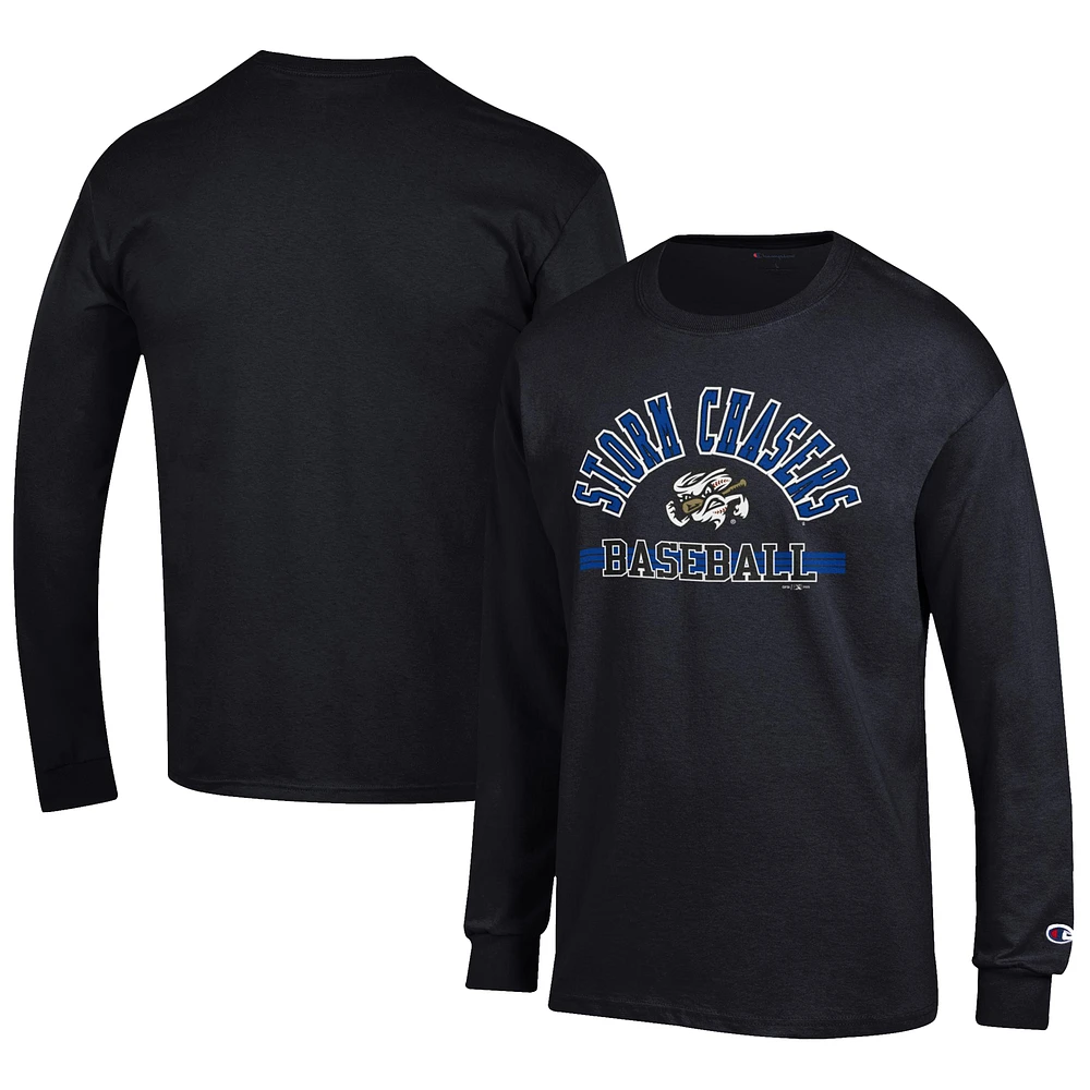 Men's Champion Black Omaha Storm Chasers Jersey Long Sleeve T-Shirt